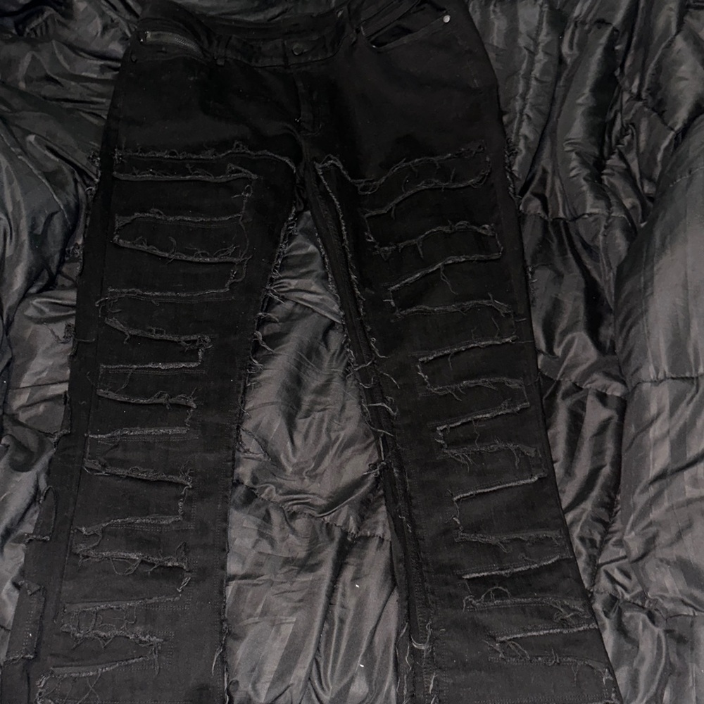 Men's Black Distressed Skinny Jeans